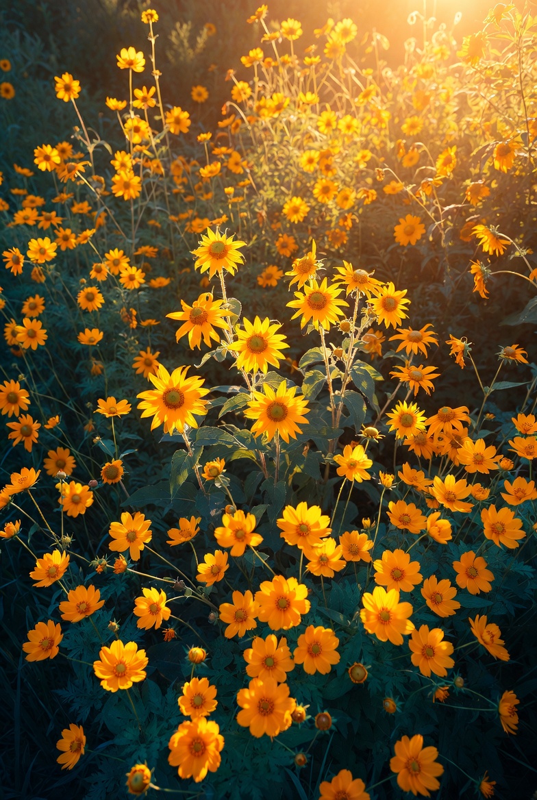 Golden Hour wildflower meadow